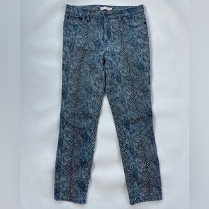 Tory Burch Blue Black High-Rise Straight Leg Snake Skin Jeans Size 29